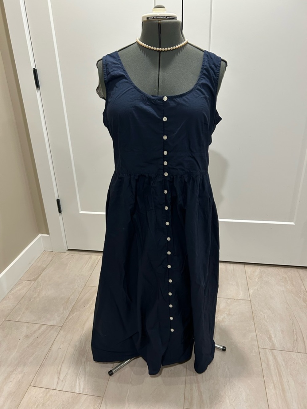 J. Crew Navy Button-Front Sleeveless Midi Dress size 16